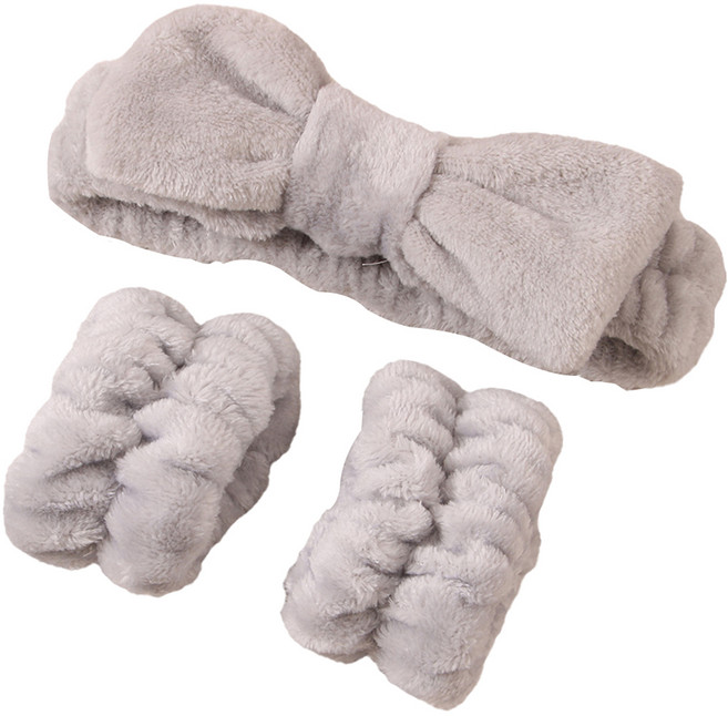 조앤제이 리본 손목밴드 + 세안밴드, 그레이, 1세트