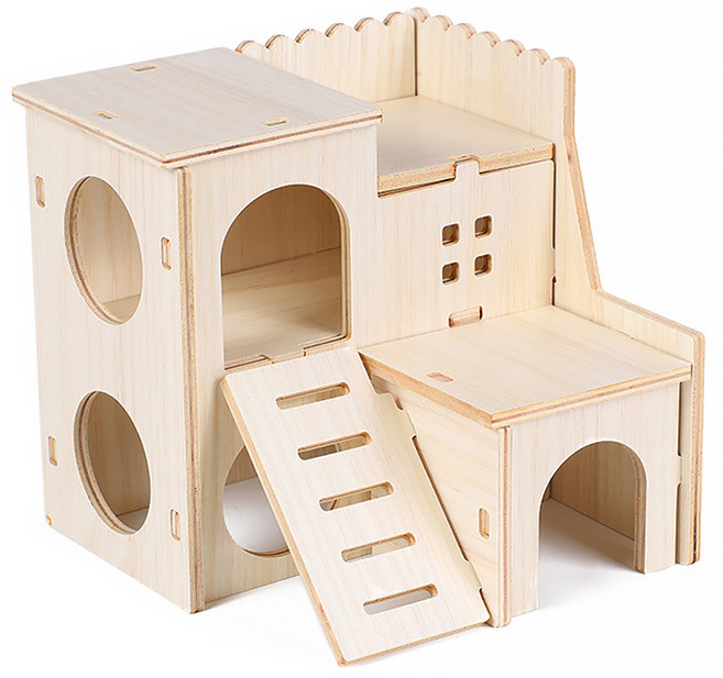 랜보어 햄스터 루프탑 이층하우스, 우드, 1개