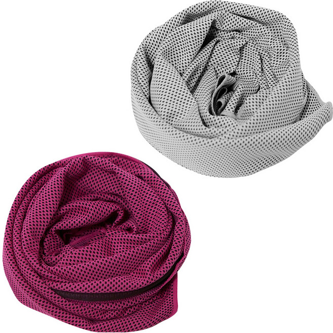 벅703 아이스 쿨 스포츠 타올 2p 세트, 그레이, 핑크, 1세트