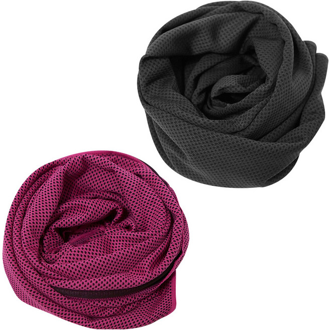 벅703 아이스 쿨 스포츠 타올 2p 세트, 블랙, 핑크, 1세트