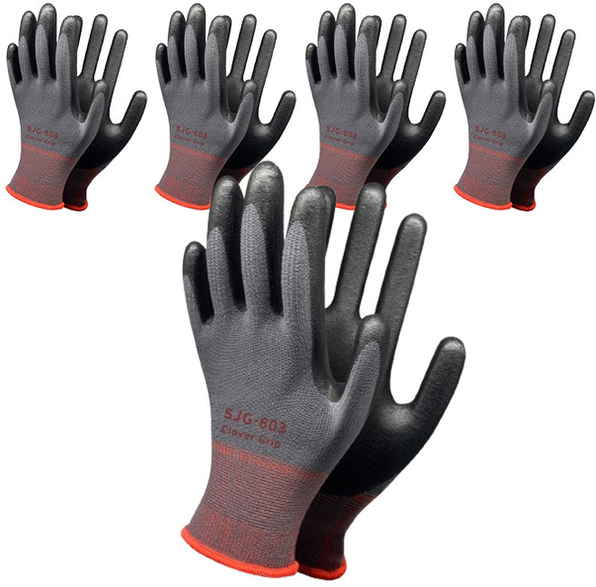 신정글러브 클로버그립 NBR 코팅 장갑 SJG-603, 혼합색상, 5개