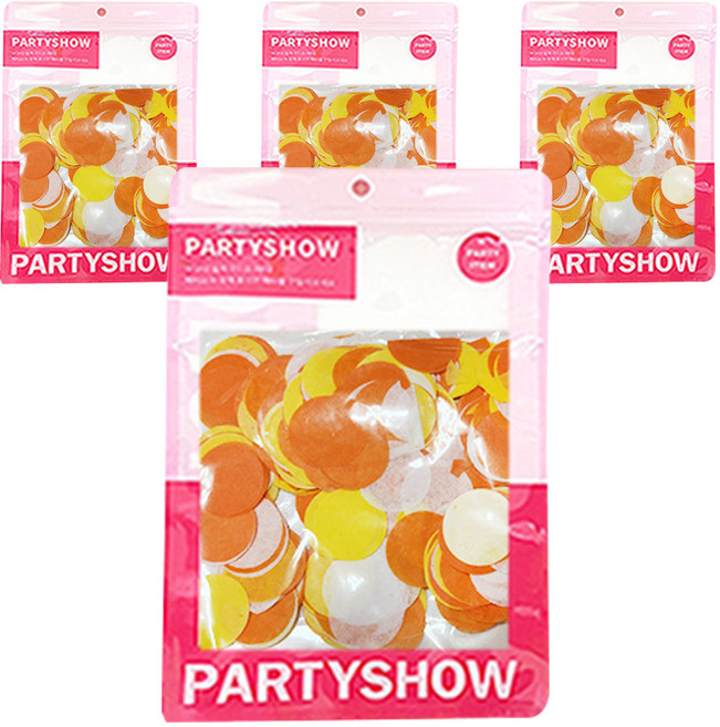 파티쇼 SHOW 은박 원형 컨페티 2.5cm 20g, 오렌지패턴, 4개