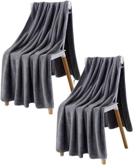 갠지라이프 대형 뽀송뽀송 산호양모 비치 바스타월, 그레이, 2개