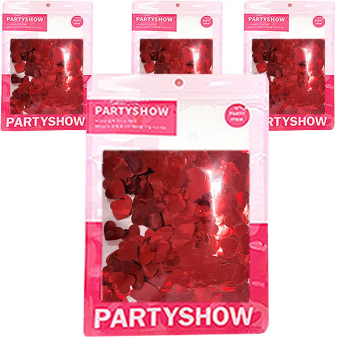 파티쇼 SHOW 은박 하트 컨페티 1.5cm 20g, 레드, 4개