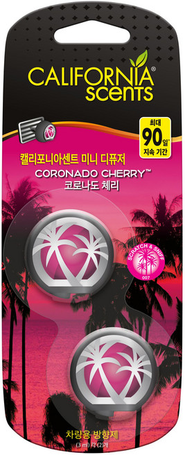 캘리포니아센트 미니 차량용 디퓨저 3ml 2p, 1개, 코로나도 체리향