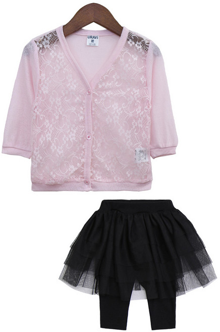 유라비 레이스 가디건 7부 캉캉 치렝스 상하 세트