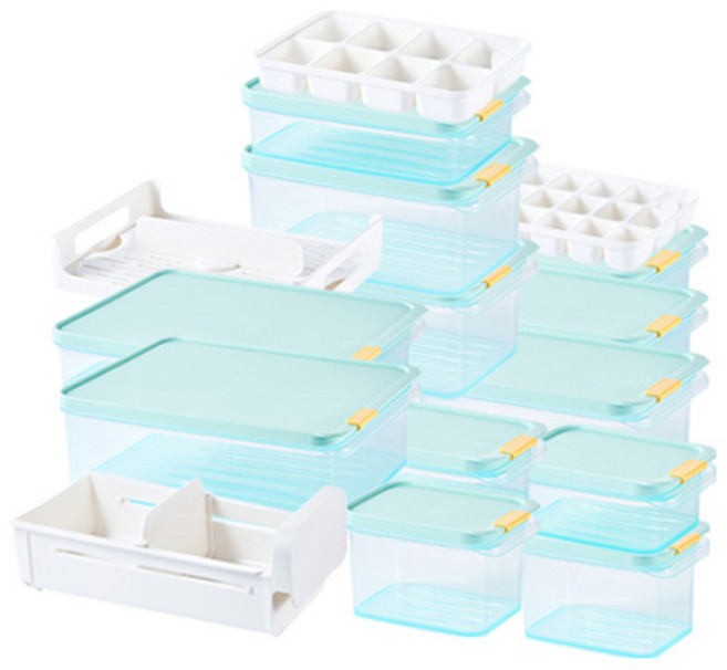 LocknLock 樂扣樂扣 Freezer Fit冷凍保鮮盒組, 保鮮盒 450ml 2個+750ml 2個+1.05L 3個+1.65L 3個+2.2L+3.5L+8格冰磚盒+18格冰磚盒+瀝水籃+收納托盤, 1組
