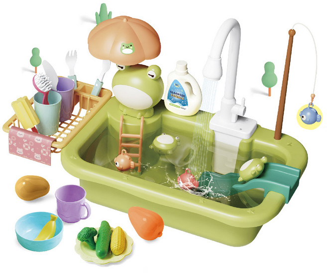 키즈팡팡 아동용 물이나오는 싱크대 놀이, 둥둥개굴, 1개