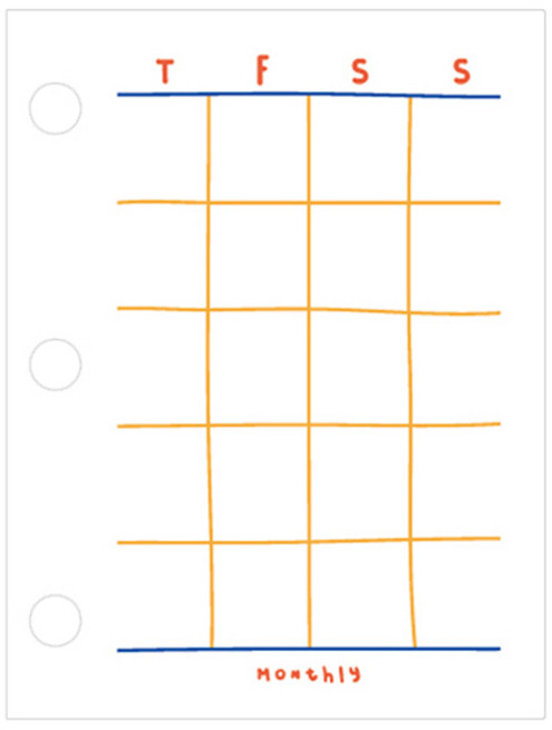 마켓감성 3홀 수첩 내부 리필 페이지 월간 플랜, 60개입, 8개