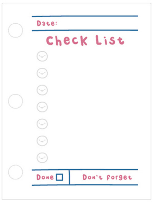 마켓감성 3홀 수첩 내부 리필 페이지 체크리스트, 60개입, 8개