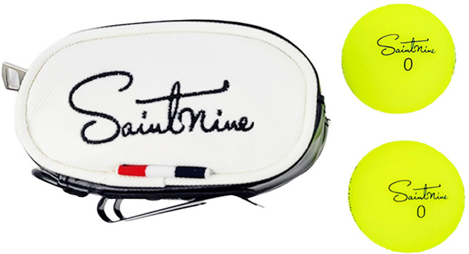 세인트나인 투지퍼 볼마커 볼주머니 + 미스티 골프공 2p 세트, 랜덤발송, 1세트