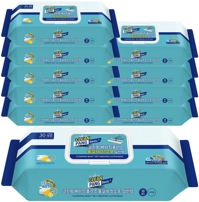 크린팡 베이직플러스 물걸레 청소포 일반형, 10개