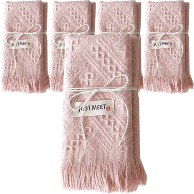 블루밍앤미 먼지 적은 면 타올 면사, 파스텔핑크, 5개