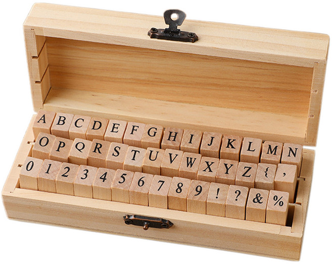 코히모 다이어리 꾸미기 다꾸 우드 숫자 알파벳 스탬프 도장 세트 정자체 4W128, 1세트