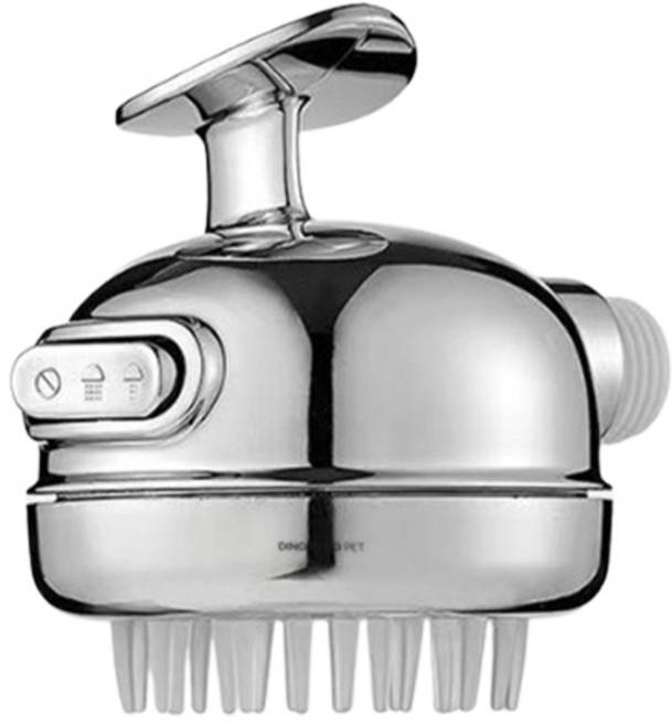 딩동펫 반려동물 컴포트 원터치 샤워기 헤드 브러쉬, 실버, 1개