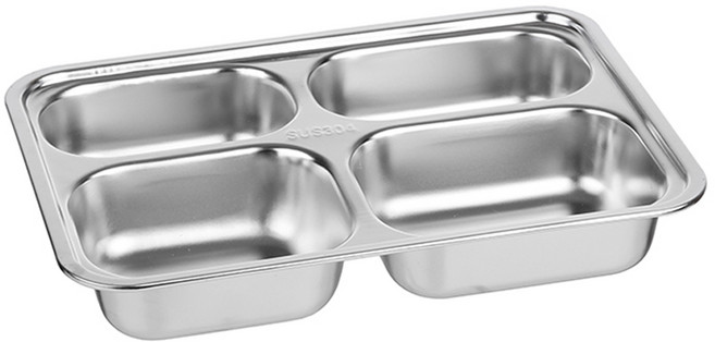 플라라 딥스퀘어 스텐 식판 간식 4구, 1개