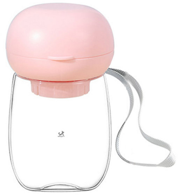 딩동펫 반려동물 2in1 휴대용 버섯 물병, 핑크, 1개