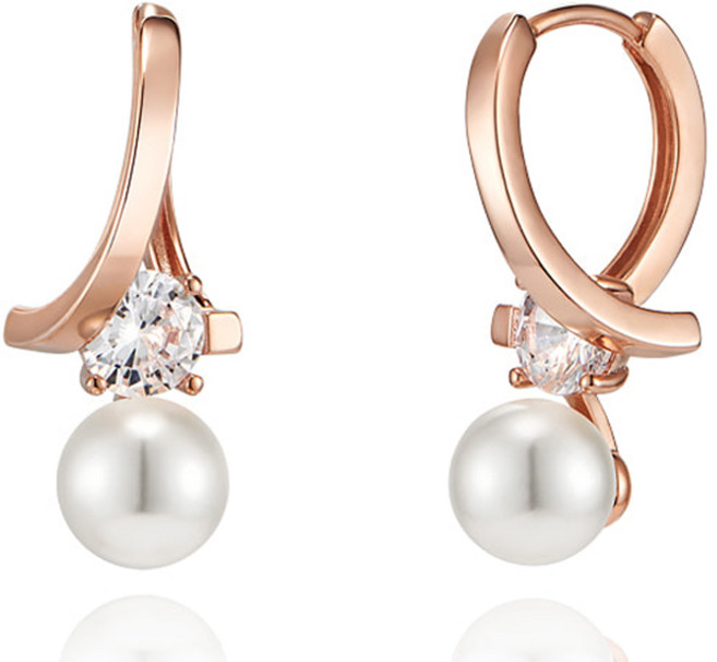 Elle Accessories 14K GF 波浪珍珠易扣式耳環 ELGPEE430