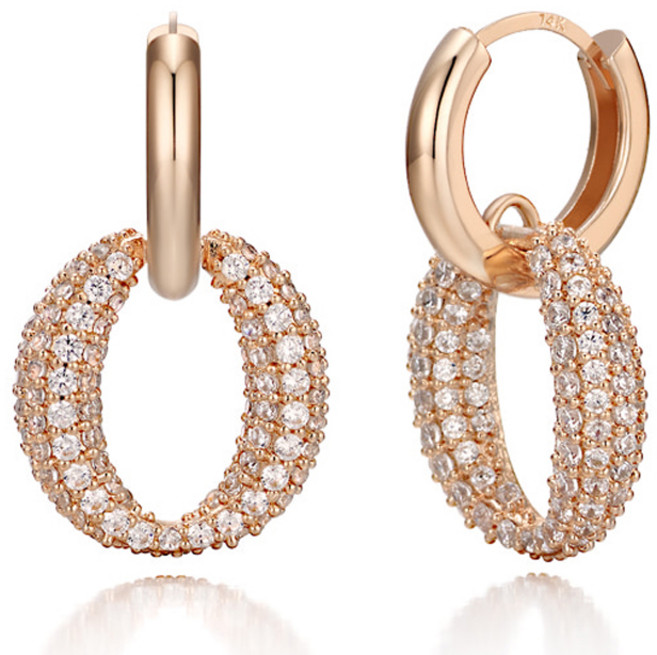 Elle Accessories 女性用 14K 洋裝閃亮易扣式 gold pin 耳環 ELGPEE365