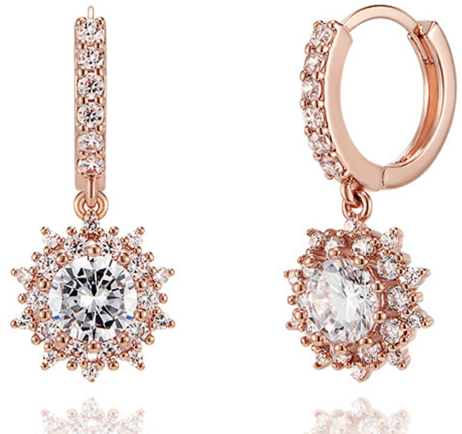 Elle Accessories 女款 14K GF 蘿莉方晶鋯石易扣式耳環 ELGPEE446