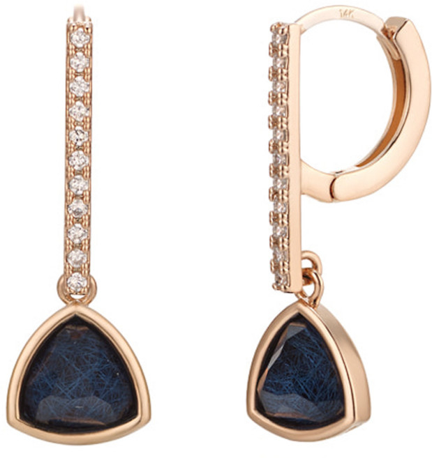 Elle Accessories 14K包金髮晶吊飾易扣式耳環 ELGPEE377