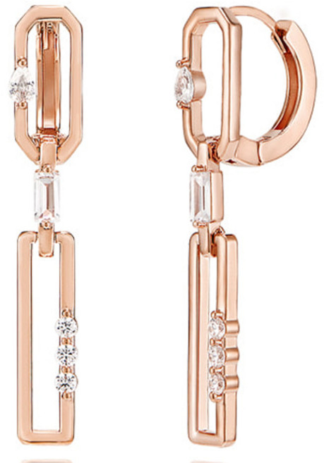 엘르악세사리 여성용 14K 스퀘어 큐빅 드롭 gold pin 귀걸이 ELGPEE389