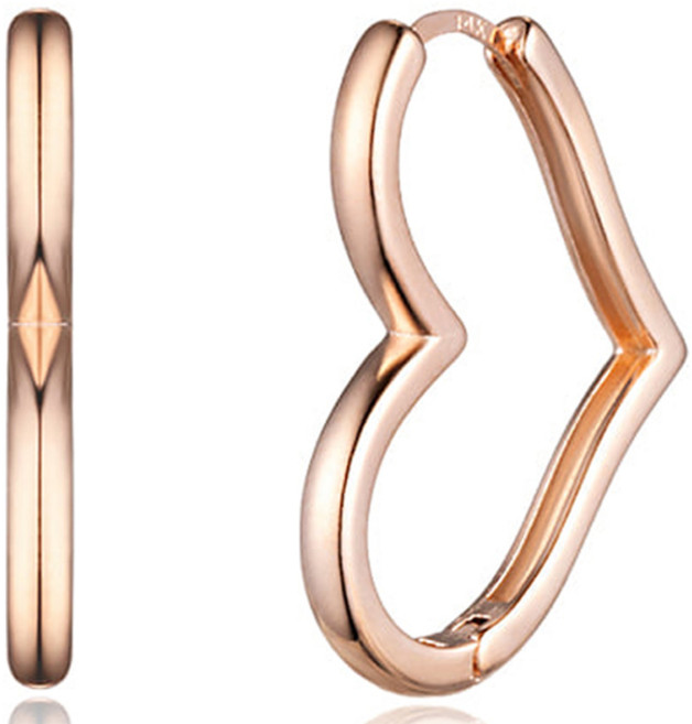 Elle Accessories 女款14K愛心造型圈形耳環 ELGPEE476