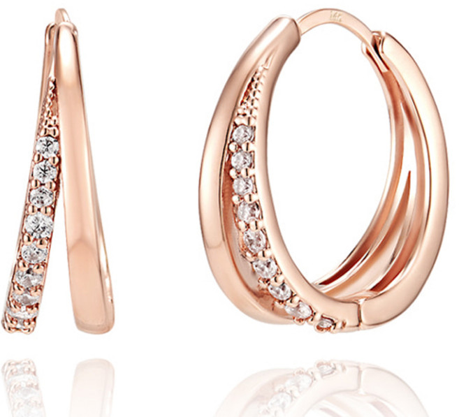 Elle Accessories 女款14K鍍金線條橋接耳環 ELGPEE463