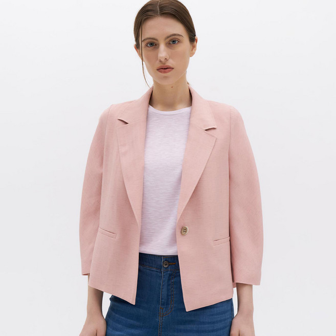 앤클라인 여성용 통기성 린넨 파스텔 싱글 썸머 자켓