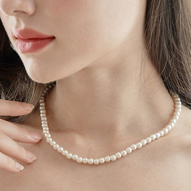 엘르악세사리 여성용 진주 비드 목걸이 6mm ELBRNN196