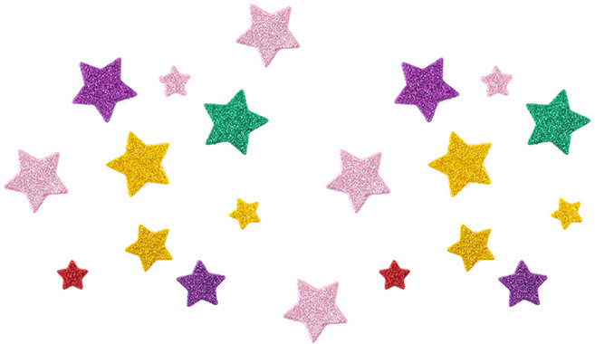 민화샵 EVA 꾸미기 놀이 스티커 반짝이 20종 I240012L, 별, 1세트