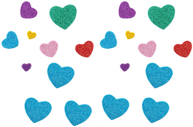 민화샵 EVA 꾸미기 놀이 스티커 반짝이 20종 세트 I240012K, 하트, 1세트