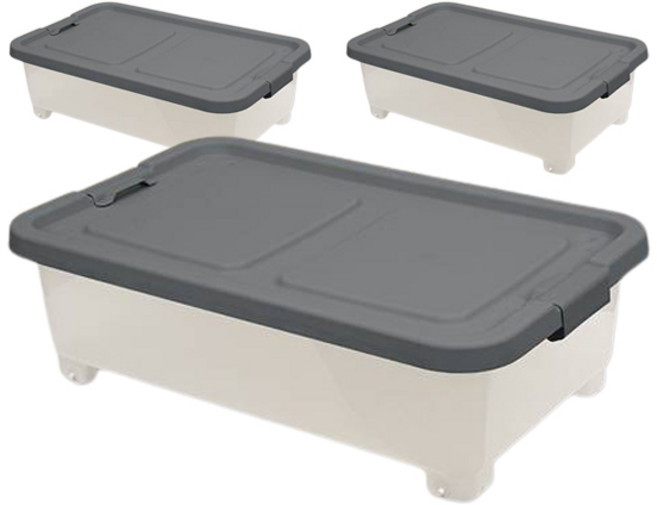 올유리빙 언더베드 리빙박스, 그레이, 3개