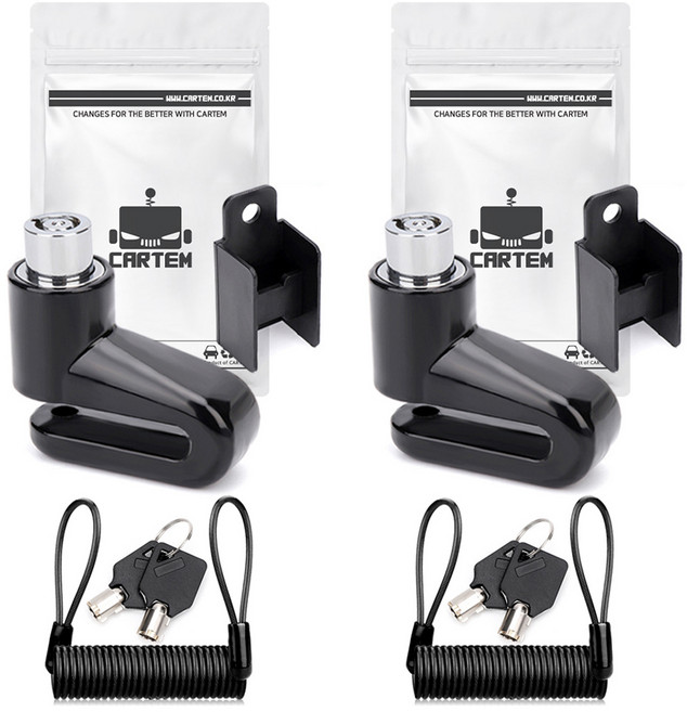 카템 슈퍼미니 디스크락 자물쇠 세트 CT447, 블랙, 2세트