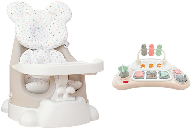 젤리맘 유아용 무나 부스터 의자 + 카트 + 트레이 + 젤리 2종 + 토이 세트, 애쉬크림(의자), 베이지(토이), 꼬미 가든(필로우, 라이너), 1개