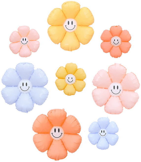 피앤비유니티 무광마카롱 스마일 데이지풍선 세트, 18, 1세트