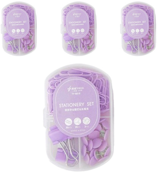 마켓감성 마카롱컬러 클립 세트 퍼플, 6 x 9.2 cm, 1개입, 4개