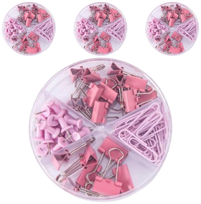 마켓감성 마카롱컬러 클립 세트 라운드 핑크, 10 x 10 cm, 1개입, 4개