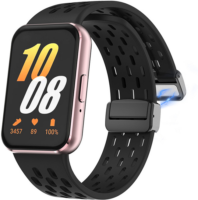 하마테 멀티타공 마그네틱버클 실리콘 스트랩, 블랙, 1개