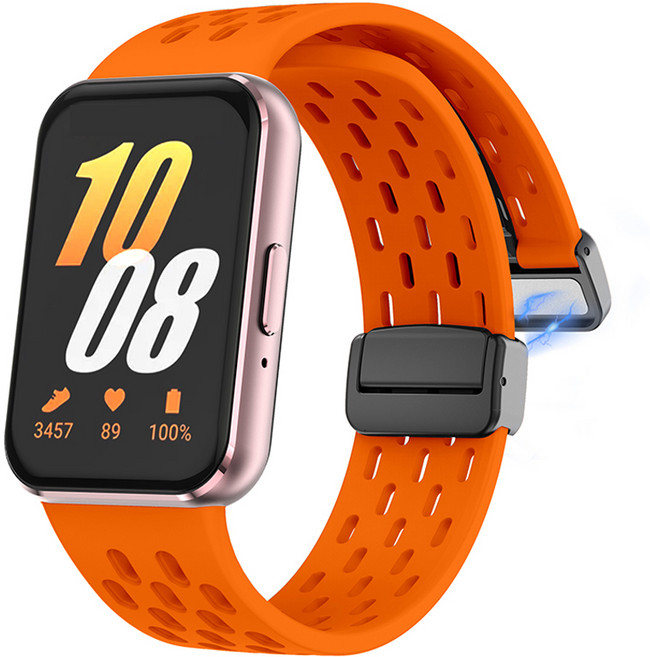 하마테 멀티타공 마그네틱버클 실리콘 스트랩, 오렌지, 1개