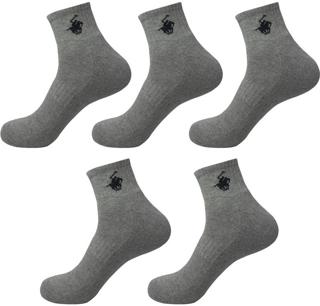 BEVERLY HILLS POLO CLUB 比佛利保羅 男士大尺碼馬球標誌雙層底毛圈短襪 5雙