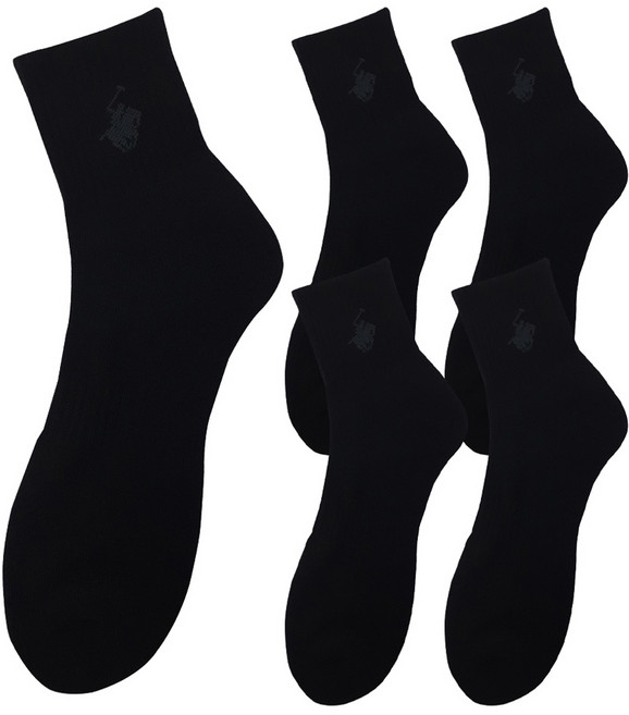 비버리힐스폴로클럽 남성용 빅사이즈 말로고 이중바닥 파일 장목 양말 5켤레