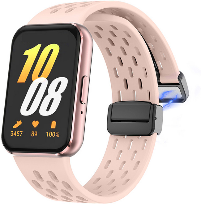 하마테 멀티타공 마그네틱버클 실리콘 스트랩, 베이비핑크, 1개