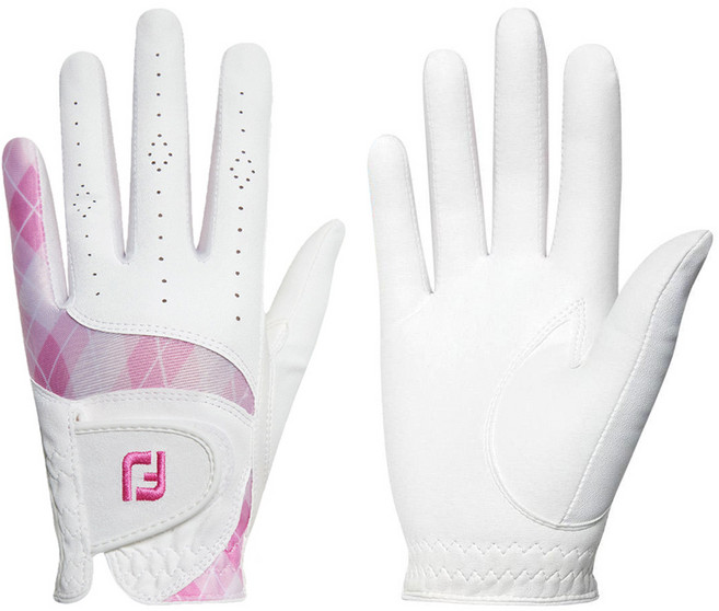 풋조이 여성용 레이디 이컴포트 골프장갑 양손용, 화이트 + 핑크, 1개