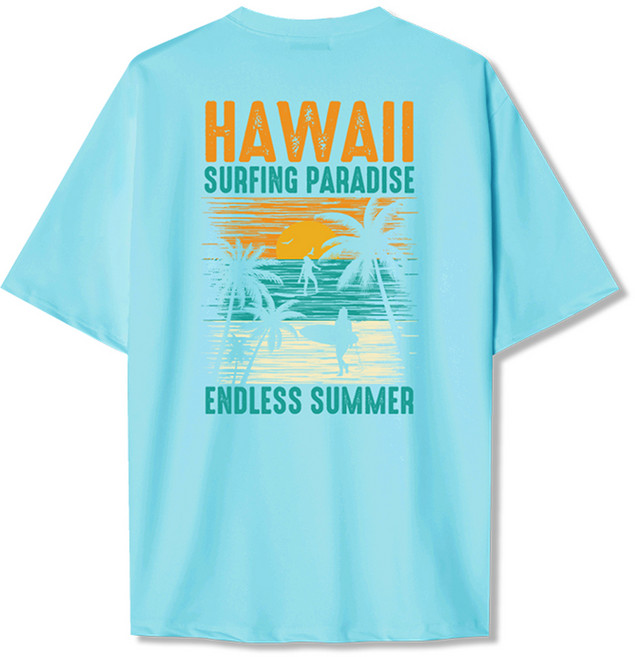 일루소 서핑파라다이스 오버핏 래쉬가드 반팔 티셔츠, 민트