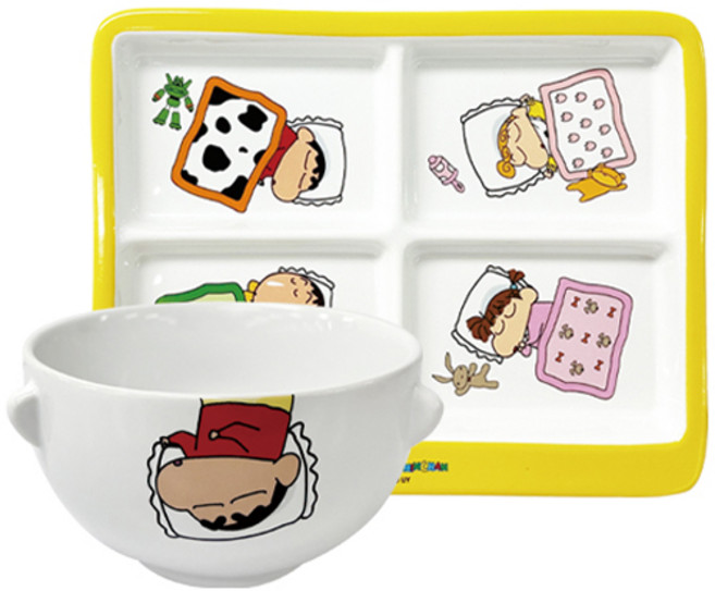 유유 짱구는못말려 세라믹 접시 세트, 1세트, 공기 + 4절접시, 혼합색상