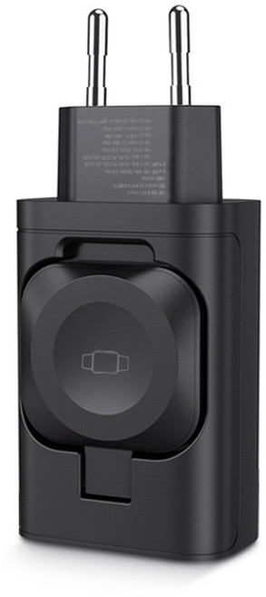 만렙 43W 애플워치 접이식 3포트 고속충전기, 블랙, 1개