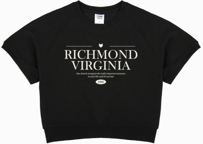 에어플레인 리치몬드1942 크롭 반팔 맨투맨