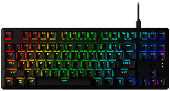 HYPERX Alloy Origins Core PBT RGB 有線無數字鍵盤遊戲鍵盤, Aquastic, AG003, 黑色