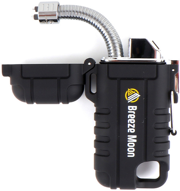 브리즈문 캠핑 플라즈마 전기 터보 충전식 C타입 라이터 자바라형, 모던 블랙, 1개